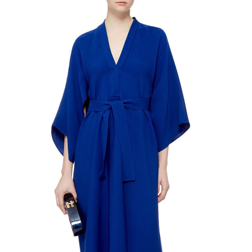 TOME SILK V NECK DRESS $1,195 beautiful blue size M new
